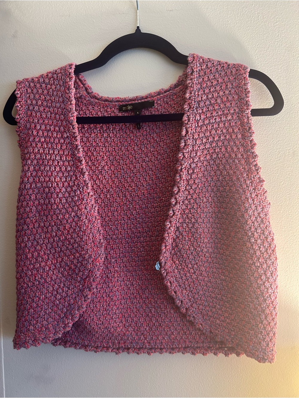 Maje Pink Cropped Knit Vest